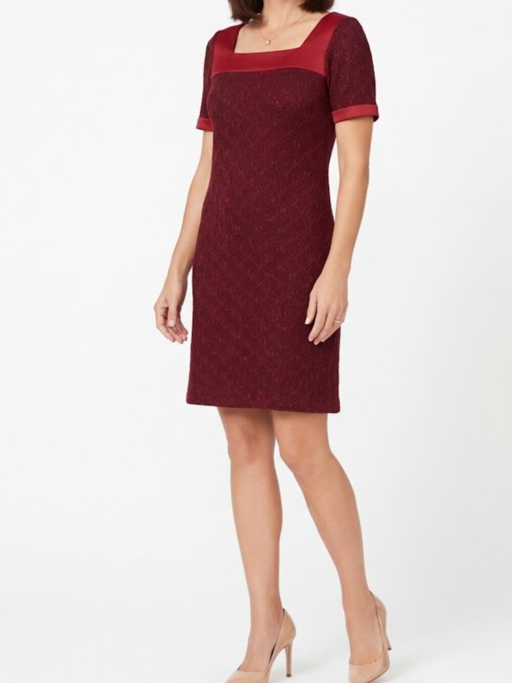 Johnny Martin Square Neck Satin Trim Knit Dress NEW- Sz. 3/Small